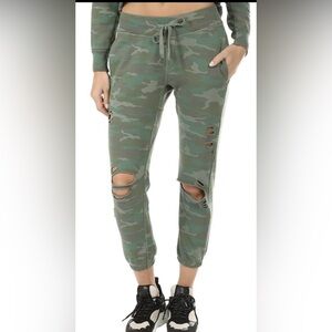 $228 NSF USA SAYDE WOMEN CAMO SULPHUR STONE RIP SWEATPANTS JOGGERS PANTS M